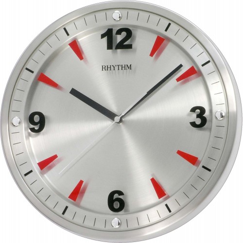 Rhythm Metal Case Printing Glass Wall Clock 33x33x5